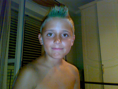 Sacha con la cresta verde!